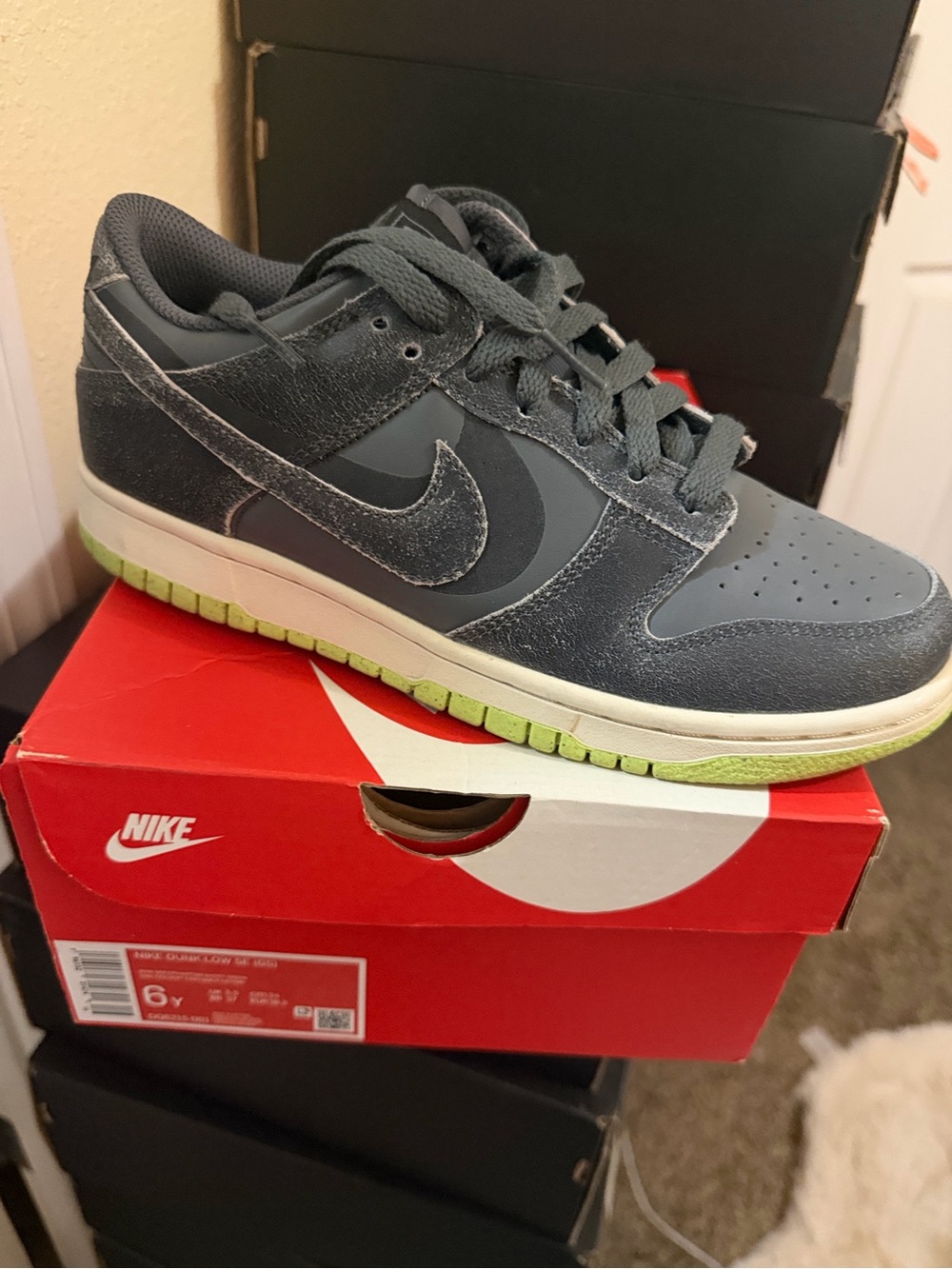 Nike Dunk Low Gray with Lime Green Outsole
